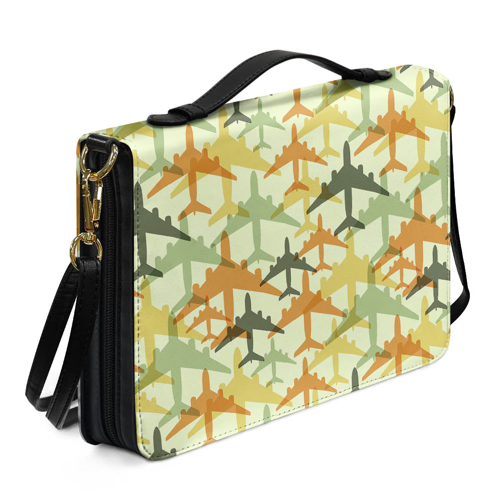 Seamless Colourful Airplanes 2 Designed PU Accessories Bags Strap Style