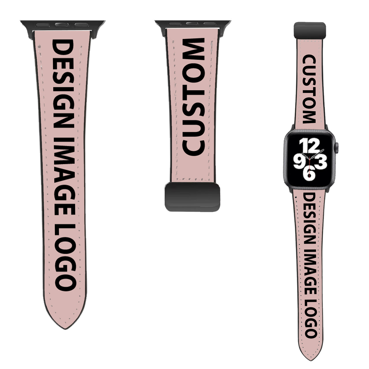 CUSTOM  DESIGN IMAGE LOGO Designed Leather Apple Watch Straps