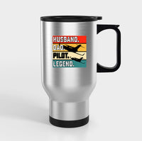 Thumbnail for Husband & Dad & Pilot & Legend Designed Travel Mugs (With Holder)
