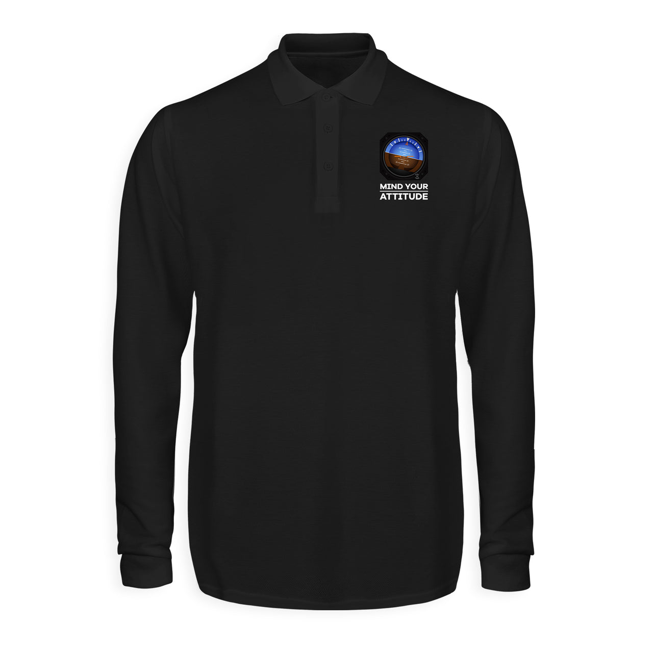 Mind Your Attitude Designed Long Sleeve Polo T-Shirts
