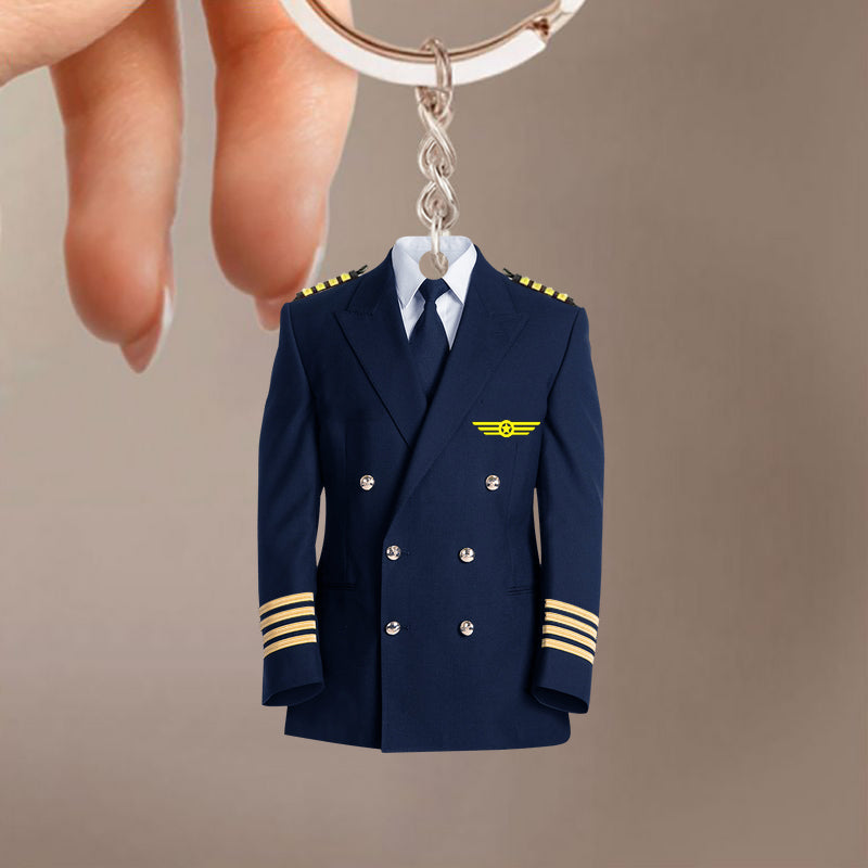 Blue Pilot Suit Jackets & Coat Uniform Acrylic Keychain