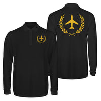 Thumbnail for Leaf & Airplane Designed Long Sleeve Polo T-Shirts (Double-Side)