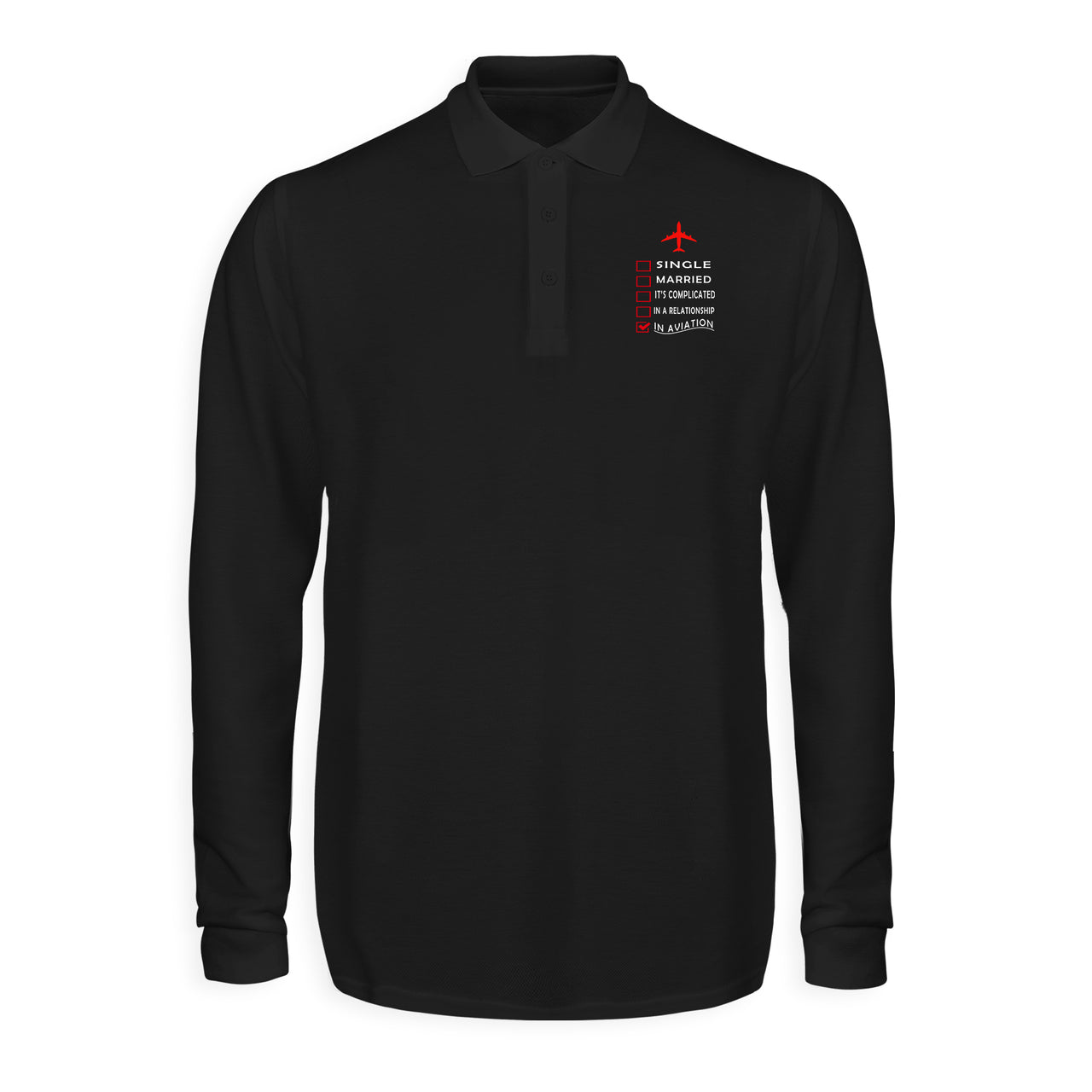 In Aviation Designed Long Sleeve Polo T-Shirts