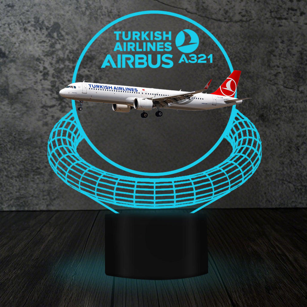 Turkish Airlines Airbus A321 Designed 3D Lamp