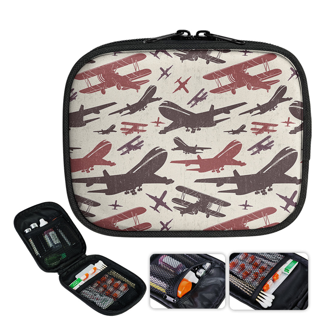 Vintage & Jumbo Airplanes 2 Designed Travel & Medical Storage Bags