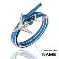 Thumbnail for (Edition 3) - Special Leather Rope Designed Airplane Bracelets Silver  (Adjustable)