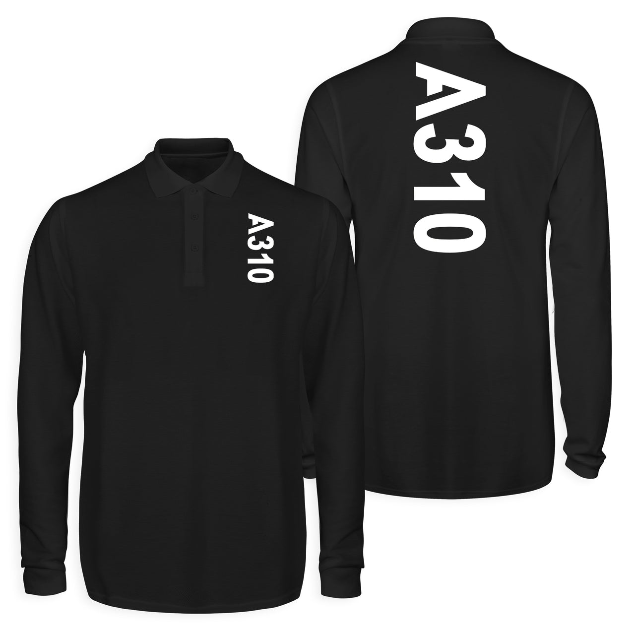 A310 Text Designed Long Sleeve Polo T-Shirts (Double-Side)