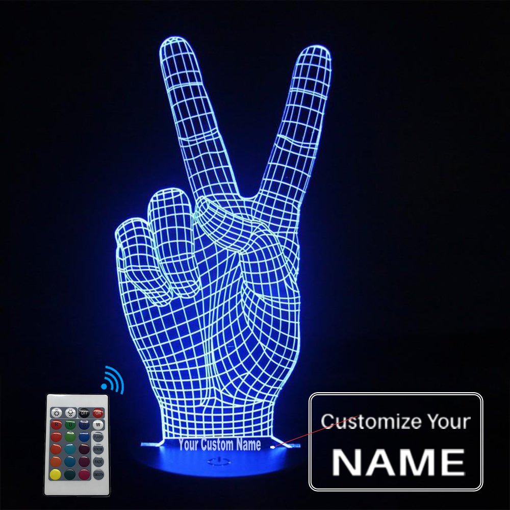 3D Victory & Peace Sign Designed Night Lamp
