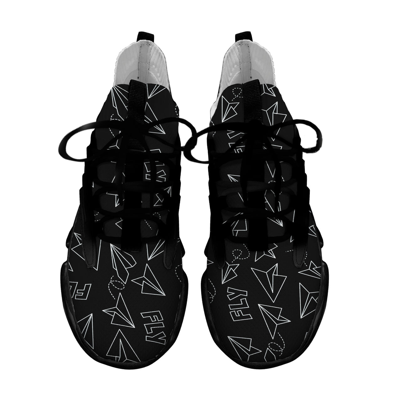 Paper Airplane & Fly Black Designed Fashion Running Shoes