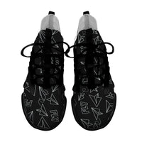 Thumbnail for Paper Airplane & Fly Black Designed Fashion Running Shoes