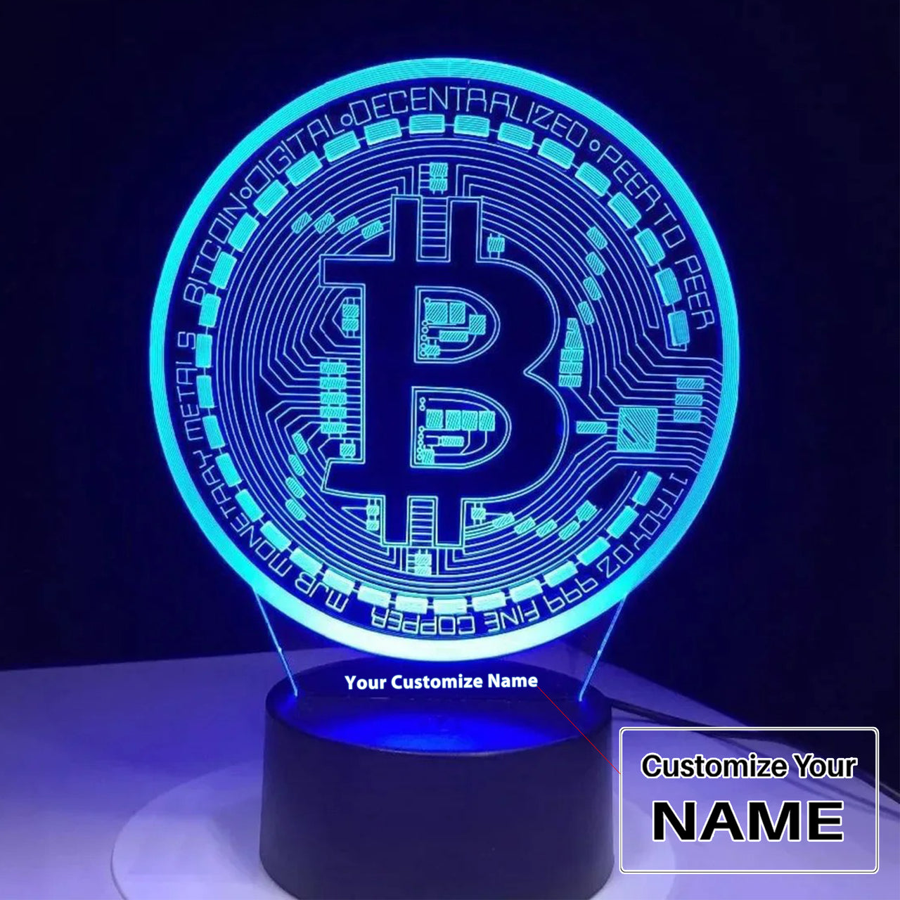 Bitcoin Coin Art 3D Designed Night Lamp