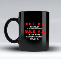 Thumbnail for Rule 1 - Pilot is Always Correct Designed Black Mugs