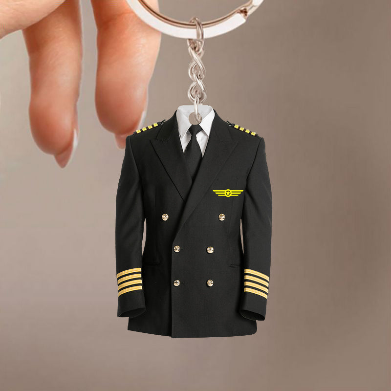 Black Pilot Suit Jackets & Coat Uniform Acrylic Keychain