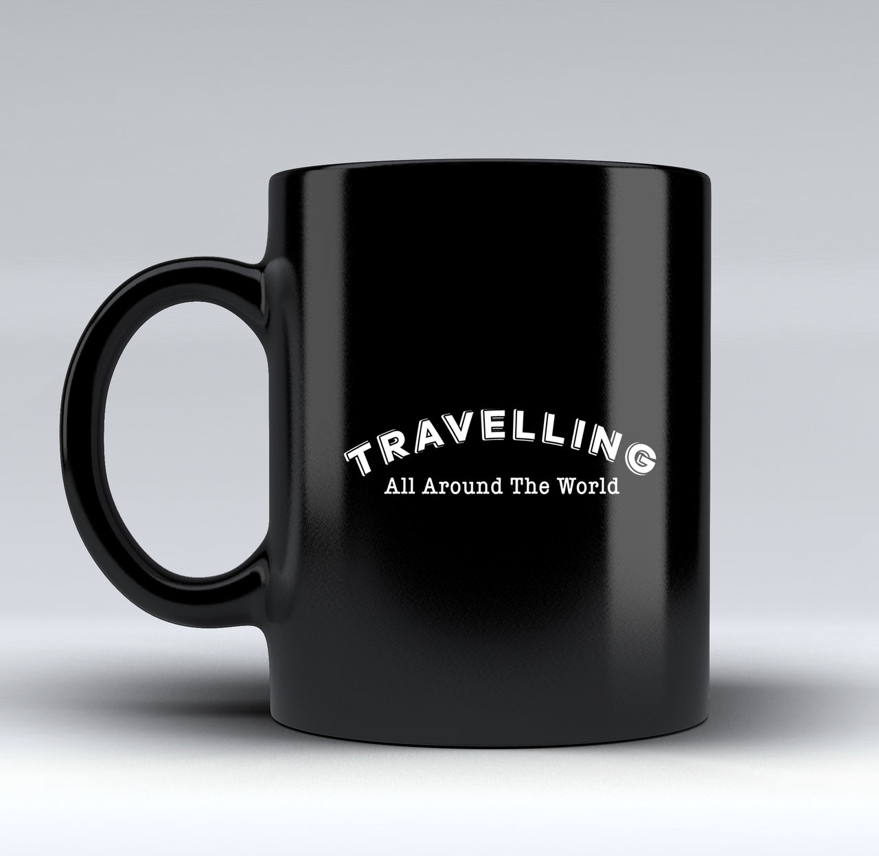 Travelling All Around The World Designed Black Mugs
