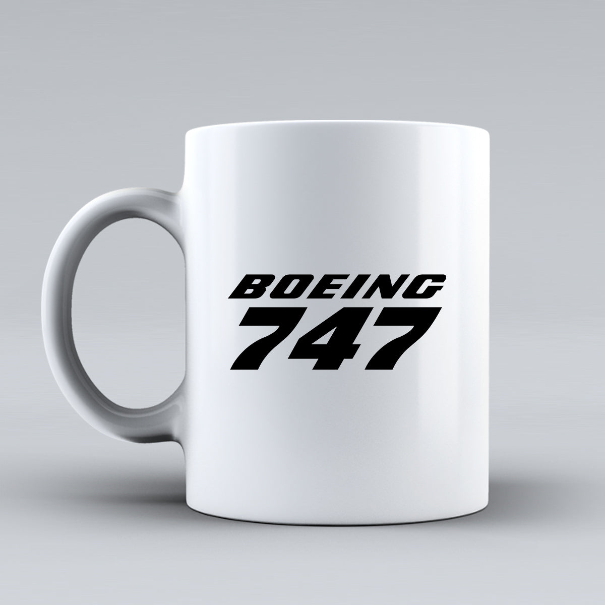 Boeing 747 & Text Designed Ceramic White Mugs