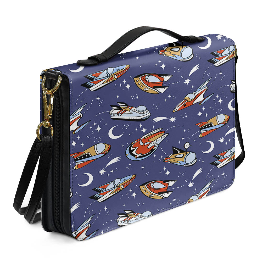 Spaceship & Stars 2 Designed PU Accessories Bags Strap Style