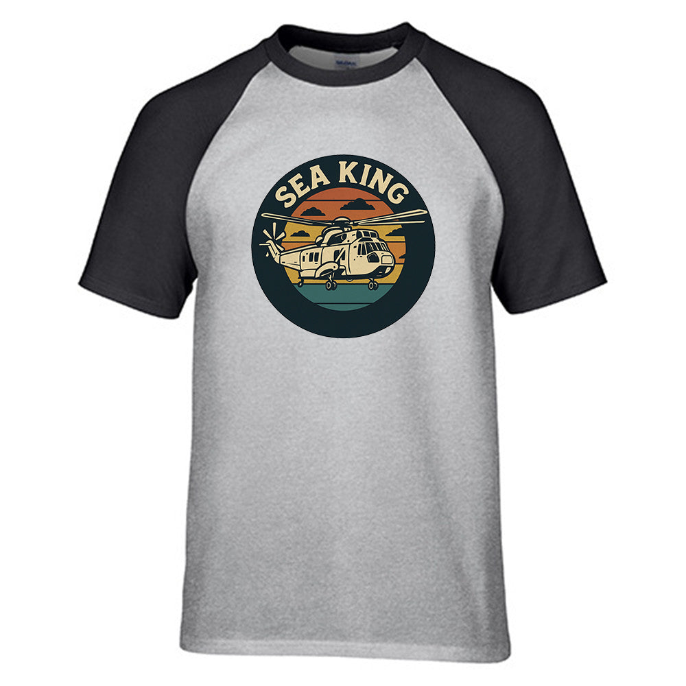 Sea King Helicopter Designed Raglan T-Shirts
