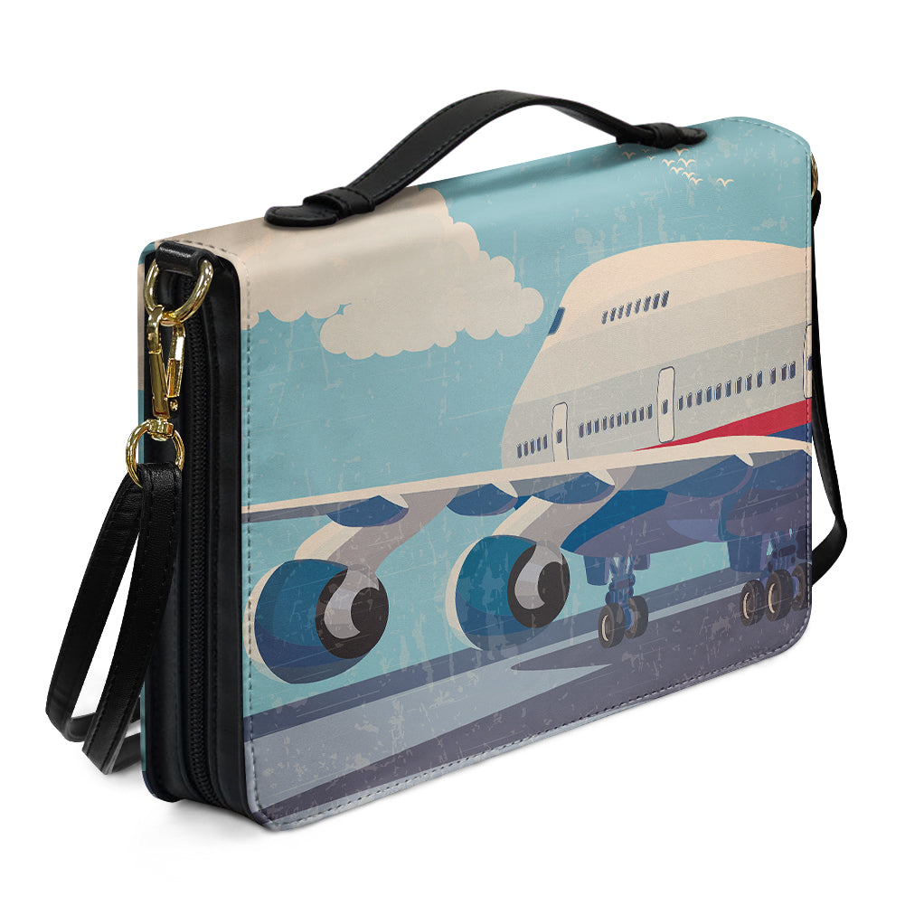 Vintage Boeing 747 Designed PU Accessories Bags Strap Style