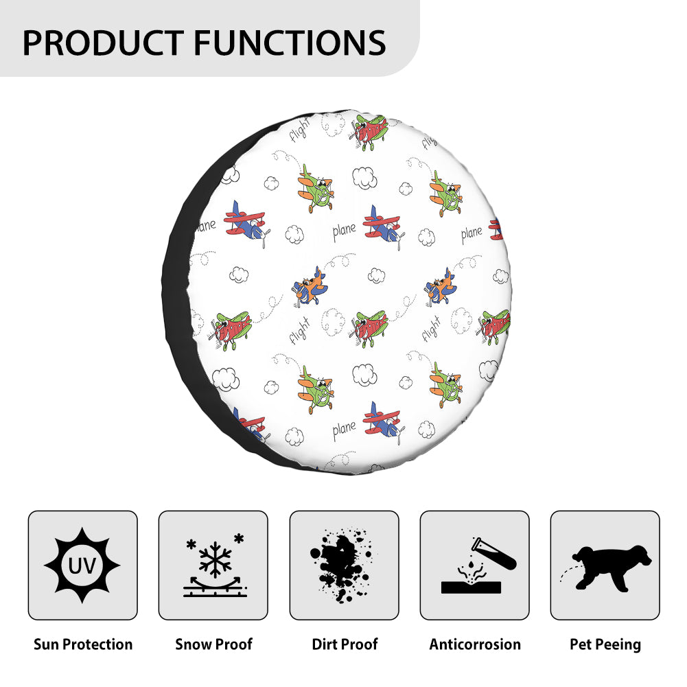 Colorful Cartoon Planes 2 Designed Tire Cover Cases
