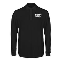 Thumbnail for Born To Fix Airplanes Designed Long Sleeve Polo T-Shirts