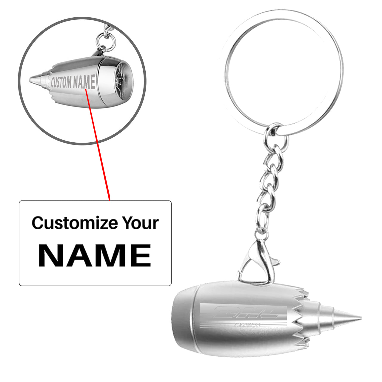 DHL Aviation Airlines Jet Engine Turbine Key Chains
