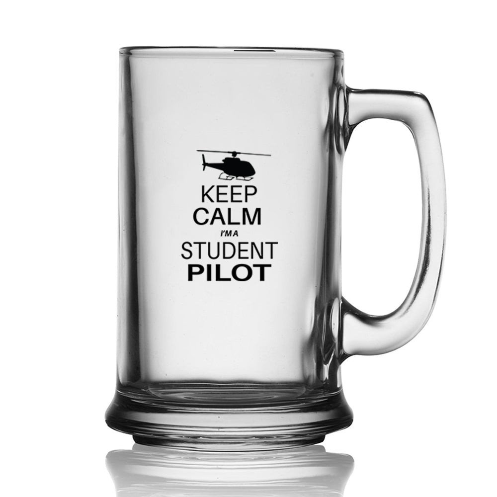Student Pilot (Helicopter) Designed Beer Glass with Holder