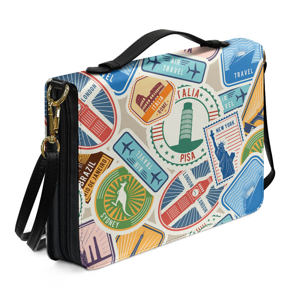 Travel Stickers Designed PU Accessories Bags Strap Style