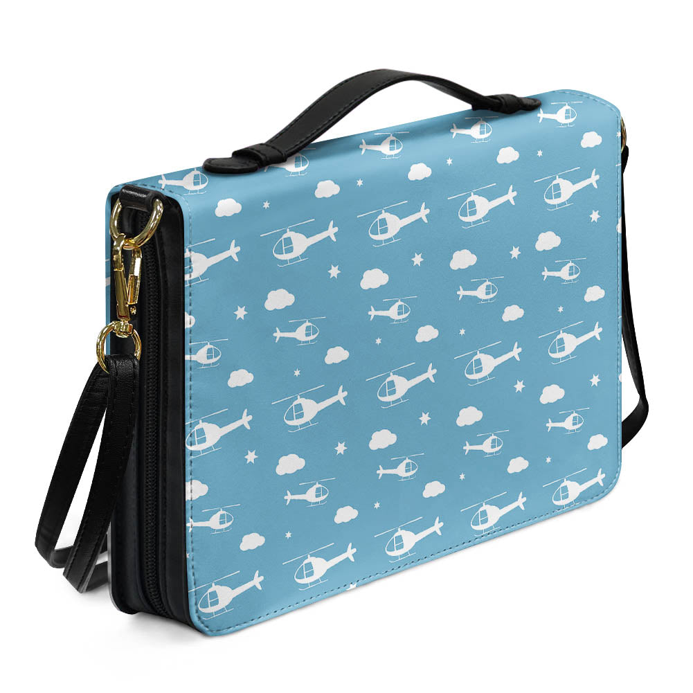 Helicopters & Clouds 2 Designed PU Accessories Bags Strap Style