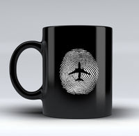 Thumbnail for Aviation Finger Print Designed Black Mugs