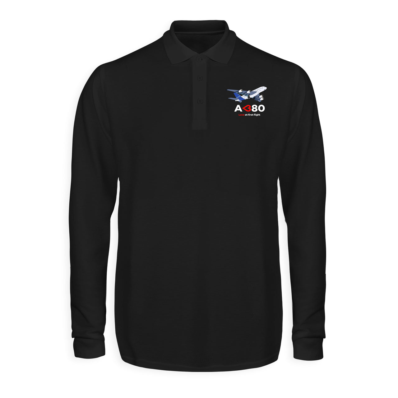 Airbus A380 Love at first flight Designed Long Sleeve Polo T-Shirts