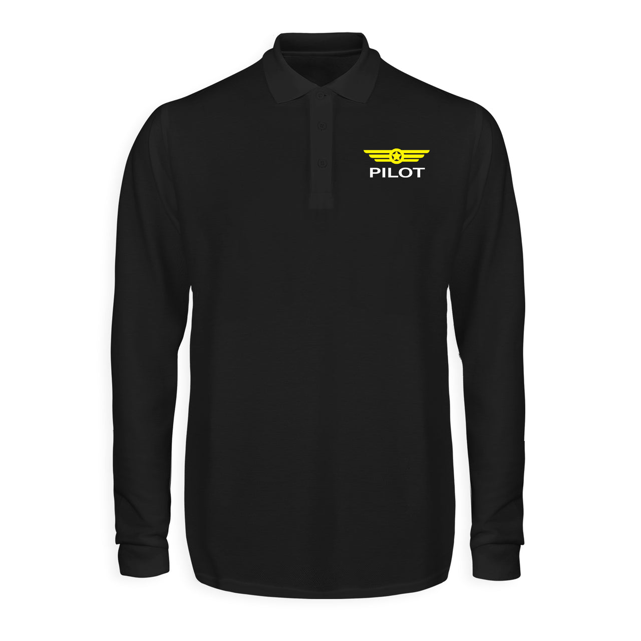 Pilot & Badge Designed Long Sleeve Polo T-Shirts