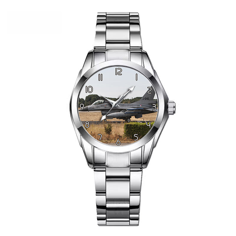 Fighter Jet 16 From Side Designed Stainless Steel Band Watches