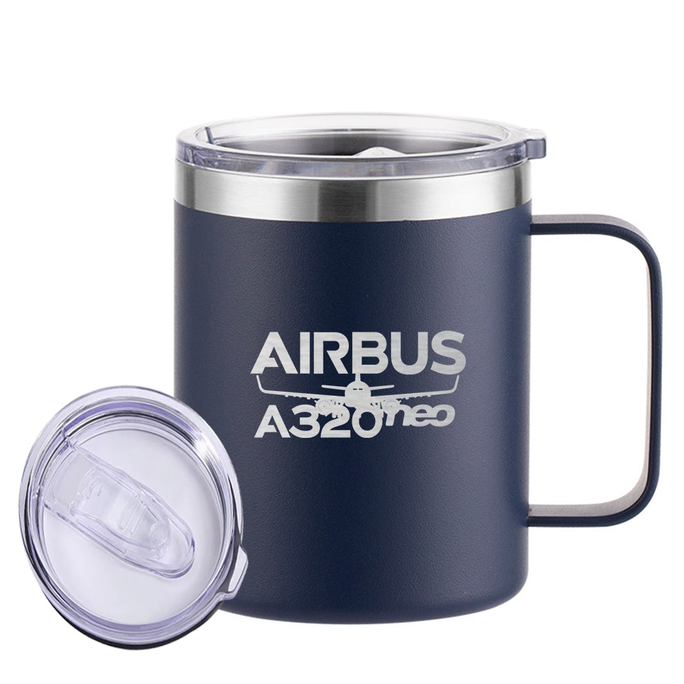 Amazing Airbus A320neo Designed Stainless Steel Laser Engraved Mugs