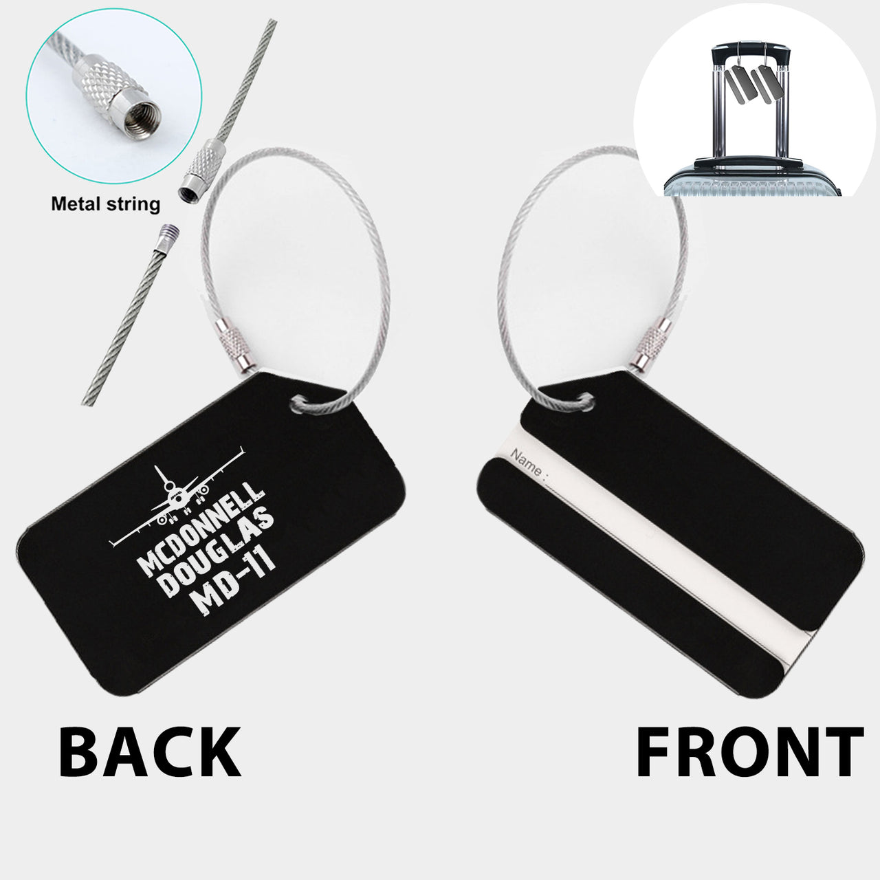 McDonnell Douglas MD-11 & Plane Designed Fashion Metal Luggage Tags