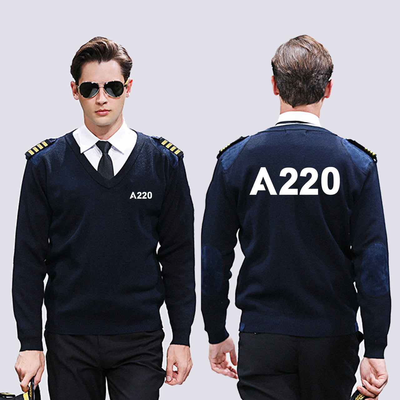 A220 Flat Text Designed Wool Pilot Sweaters