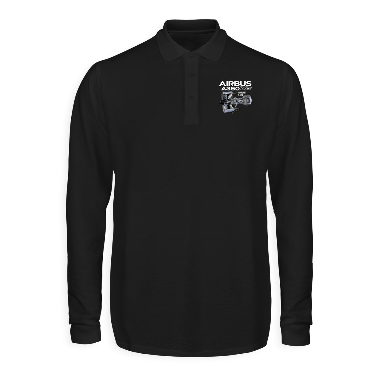 Airbus A350 & Trent Wxb Engine Designed Long Sleeve Polo T-Shirts