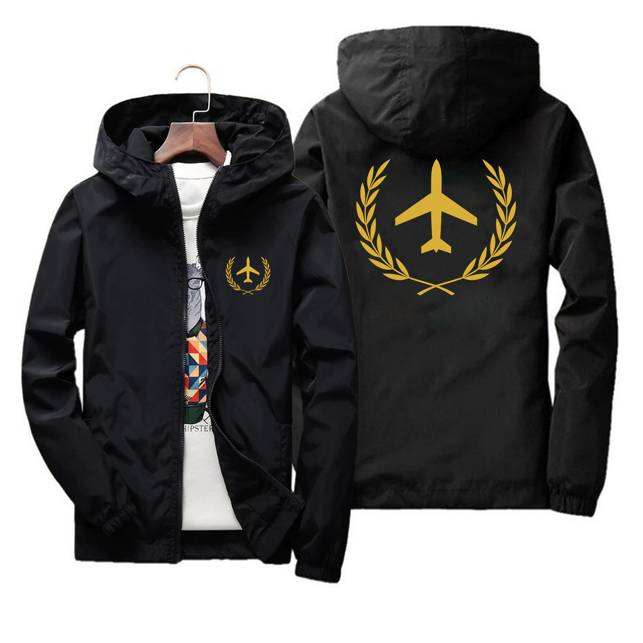 Leaf & Airplane Designed Thin Windbreaker Jackets