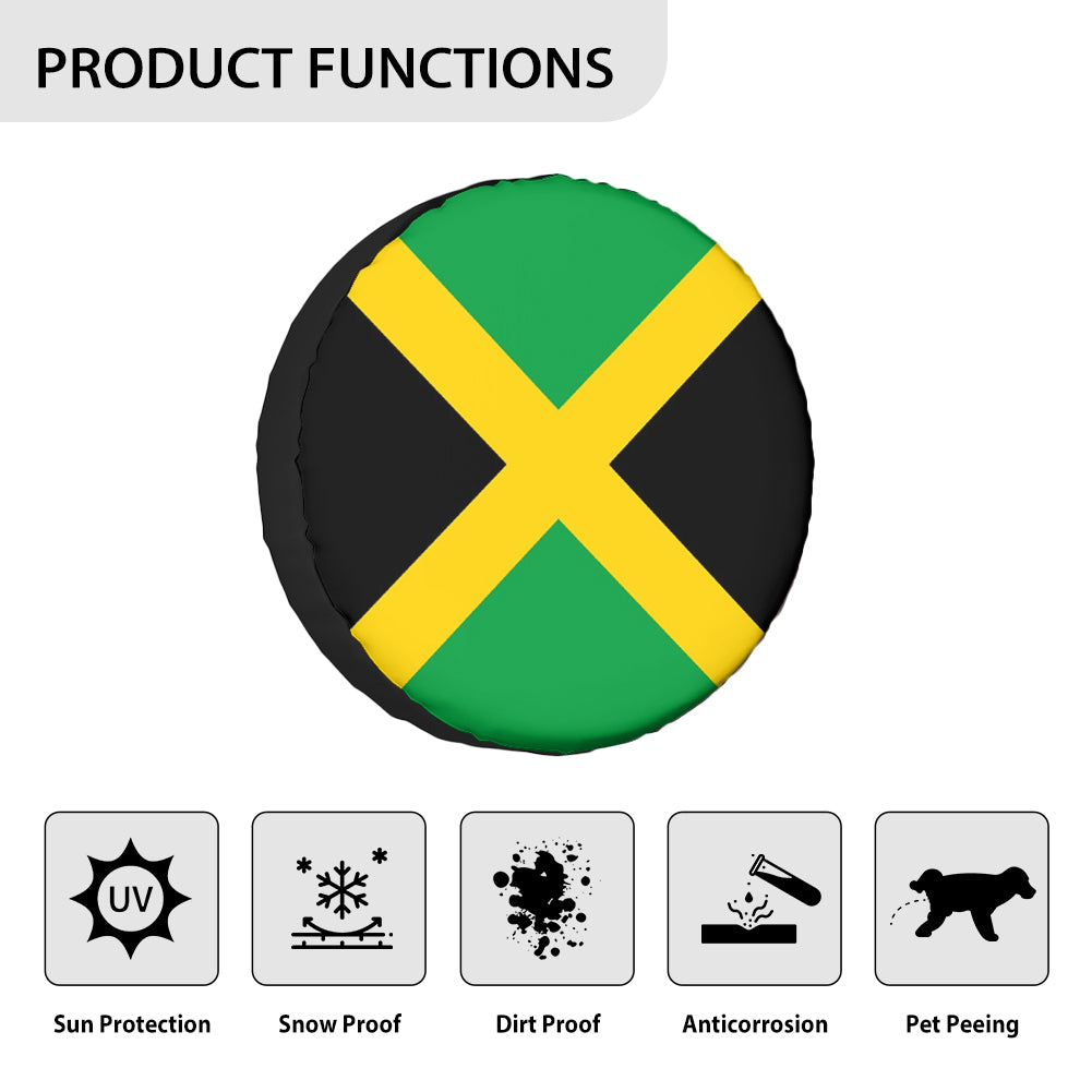 Jamaica Flag Designed Tire Cover Cases