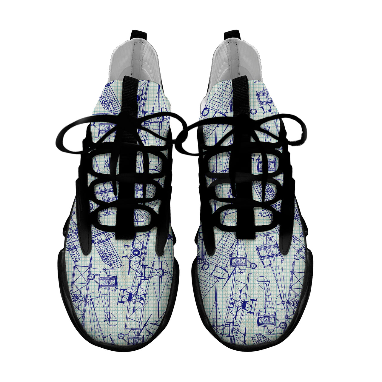 Amazing Drawings of Old Aircrafts Designed Fashion Running Shoes