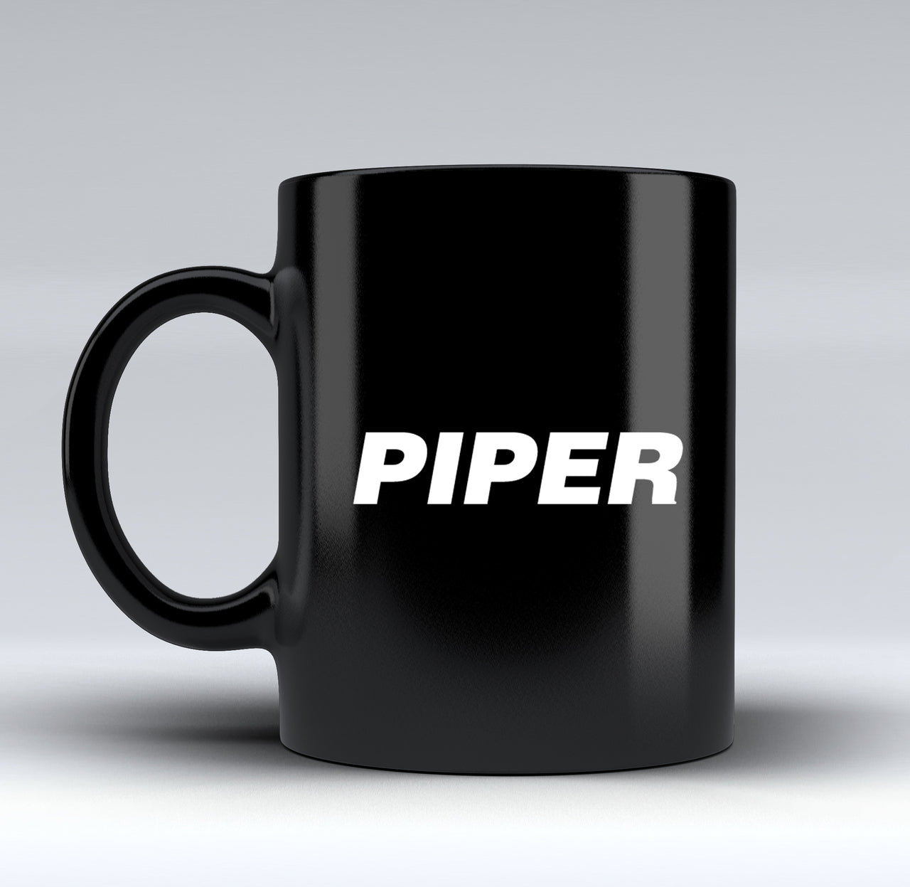 Piper & Text Designed Black Mugs