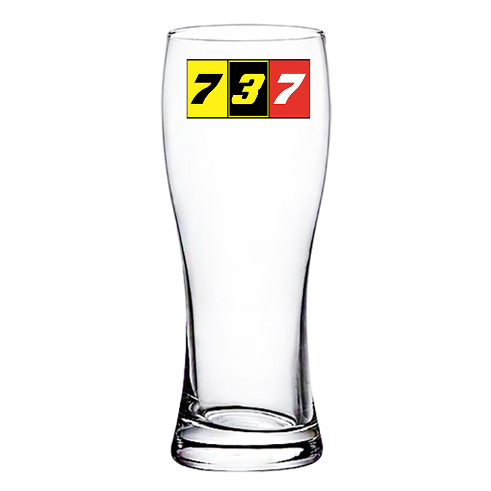 Flat Colourful 737 Designed Pilsner Beer Glasses