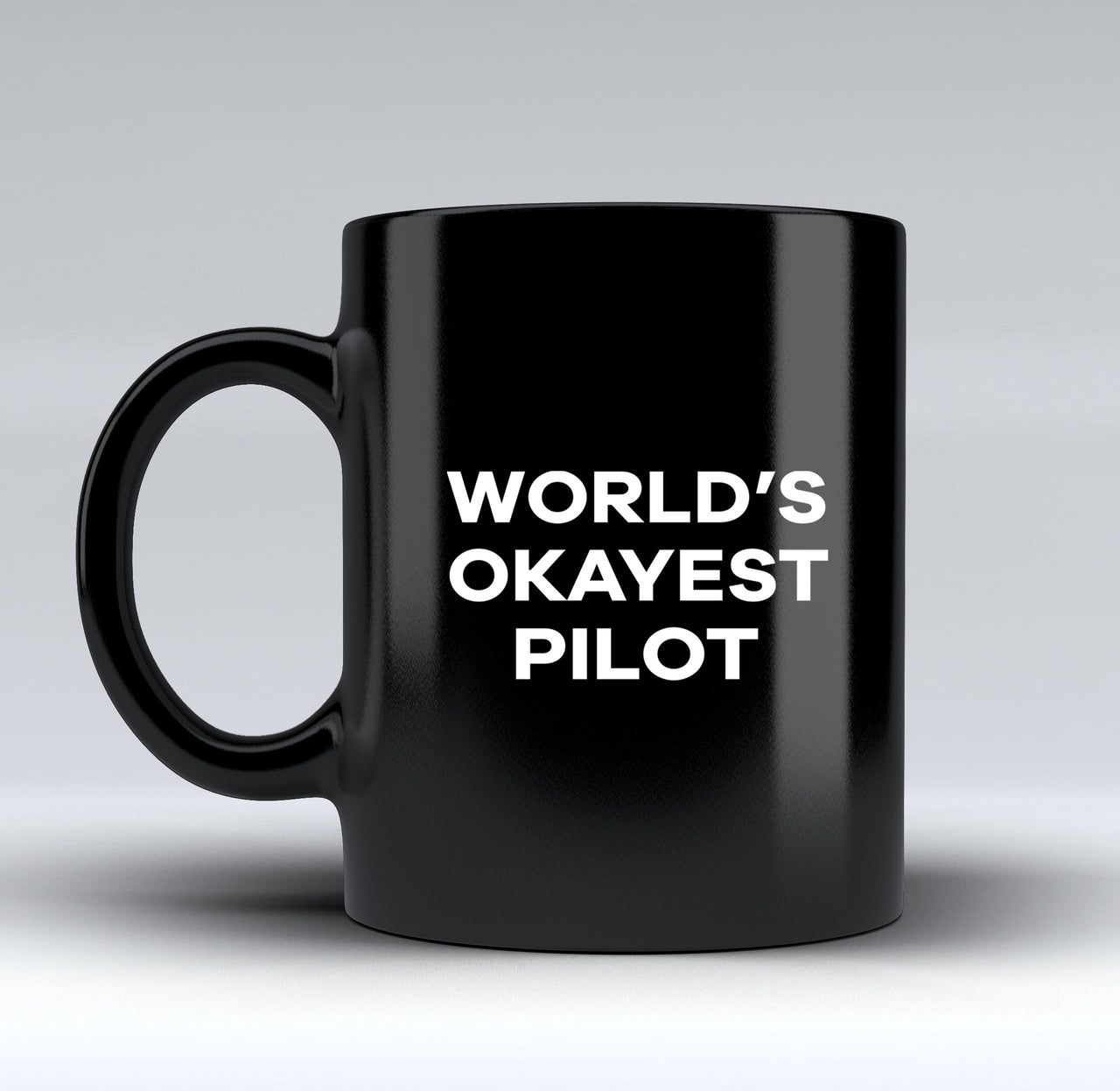 World's Okayest Pilot Designed Black Mugs