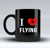 Thumbnail for I Love Flying Designed Black Mugs