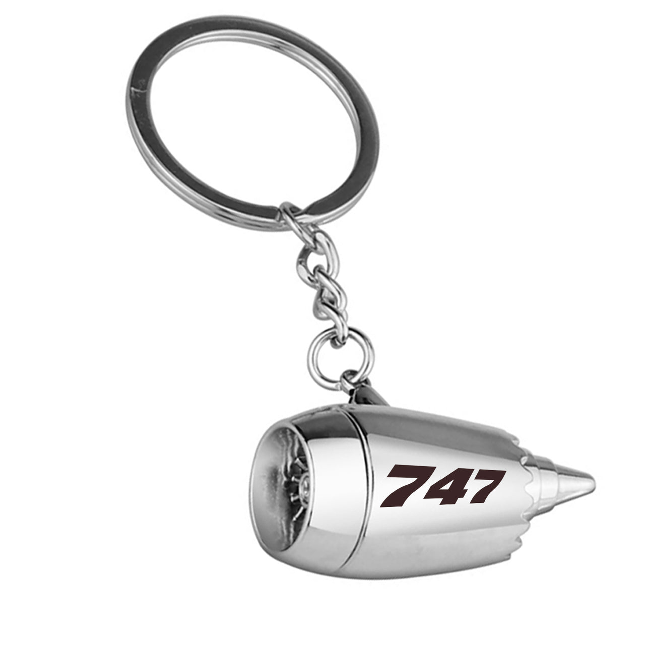 747 Flat Text Jet Engine Turbine Key Chains
