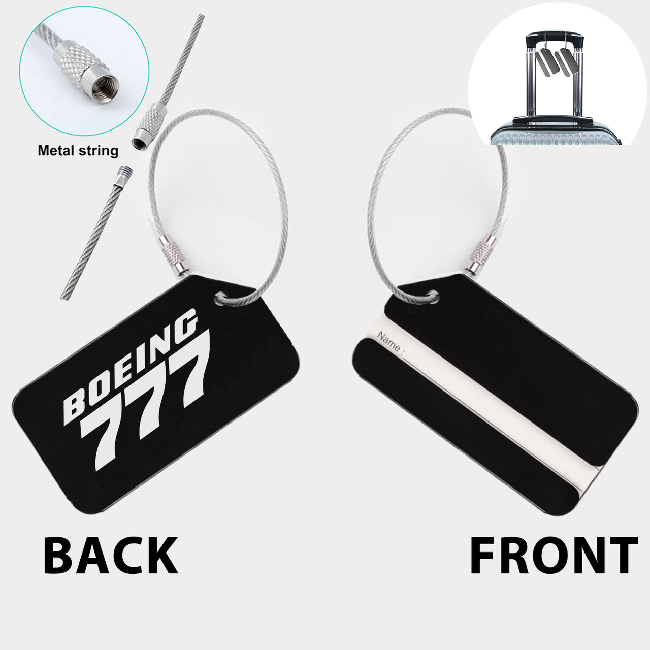 Boeing 777 & Text Designed Fashion Metal Luggage Tags