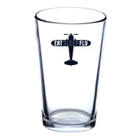 Thumbnail for Eat Sleep Fly & Propeller Designed Beer & Water Glasses