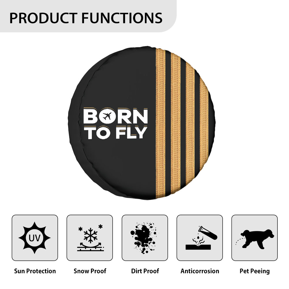 Born To Fly & Pilot Epaulettes (4 Lines) Designed Tire Cover Cases