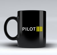 Thumbnail for Pilot & Stripes (4 Lines) Designed Black Mugs