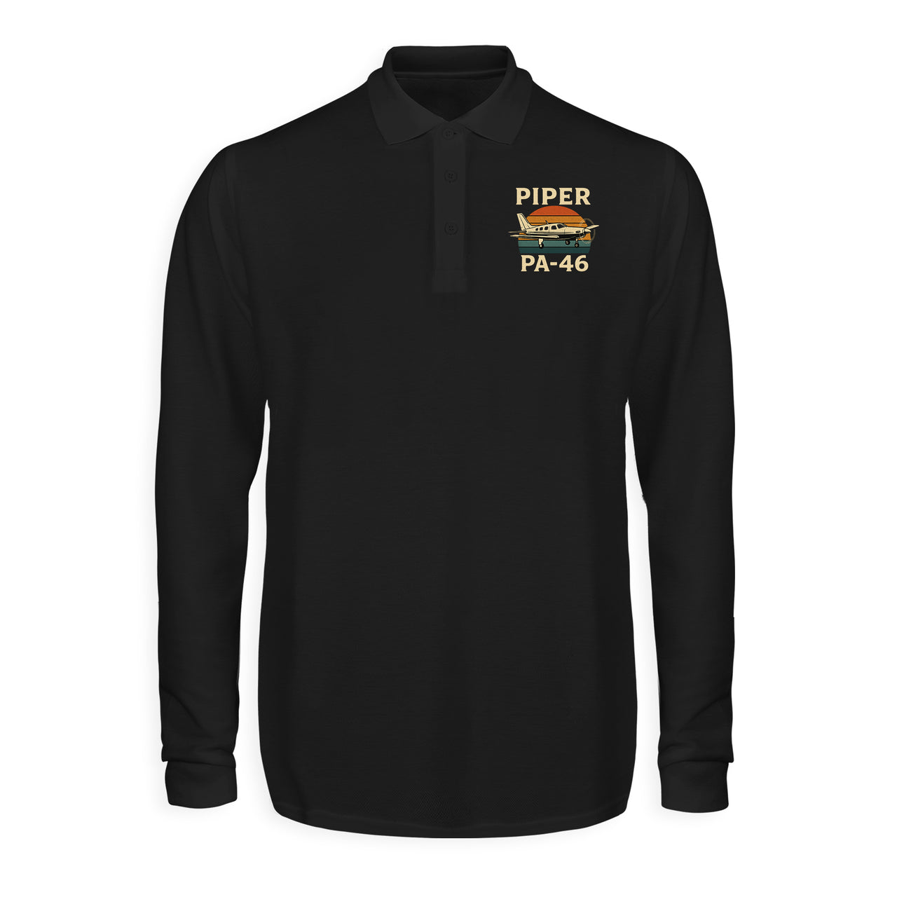 Retro Piper PA-46 Designed Long Sleeve Polo T-Shirts