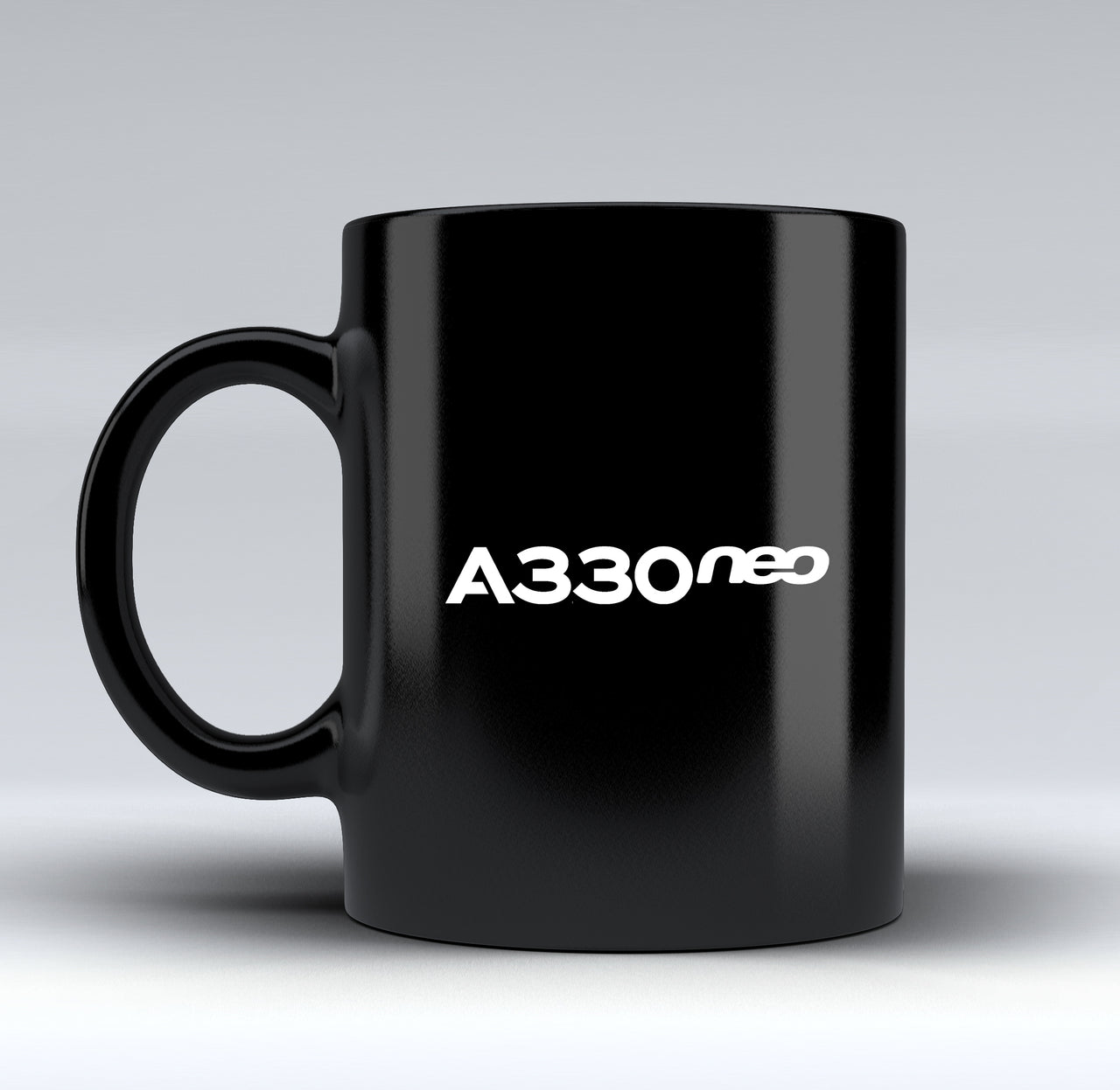 A330neo & Text Designed Black Mugs